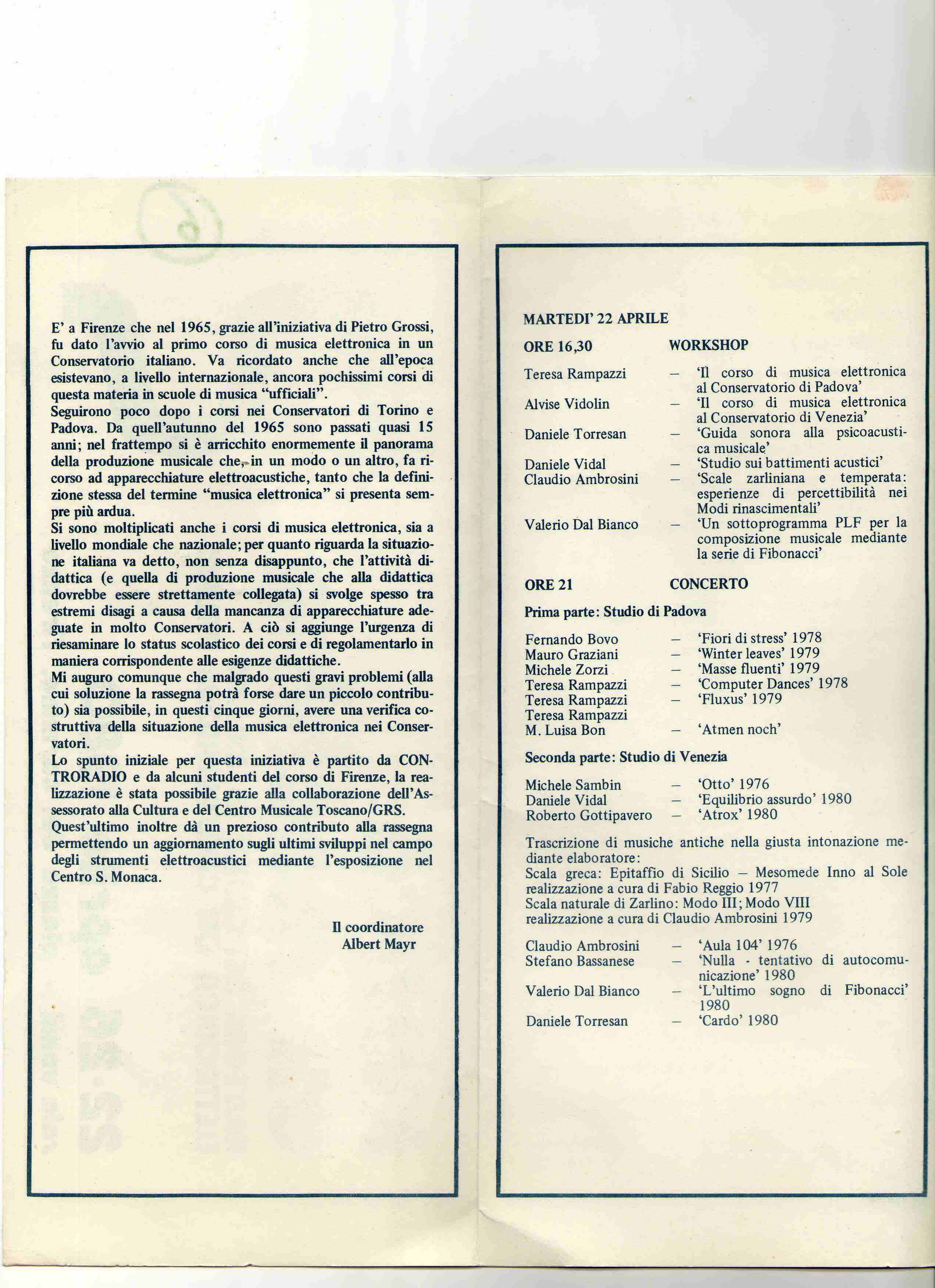 1980 - composizione "CARDO" Computer Music 1