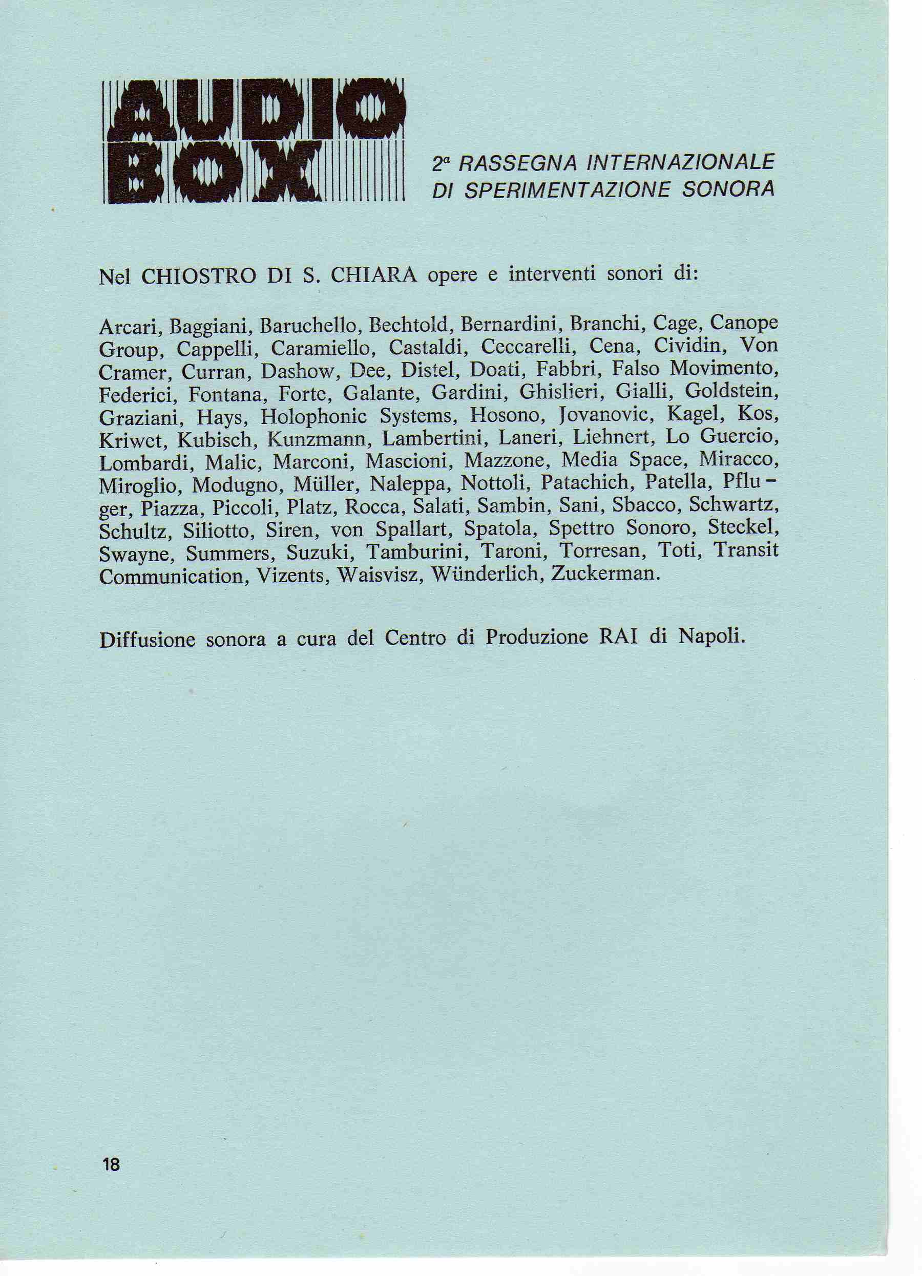 1984-"LA MATERIA É SORDA" R.Doati, G.Patella,D.Torresan composers Commissione RAI Radiotelevisione Italiana 1984 7