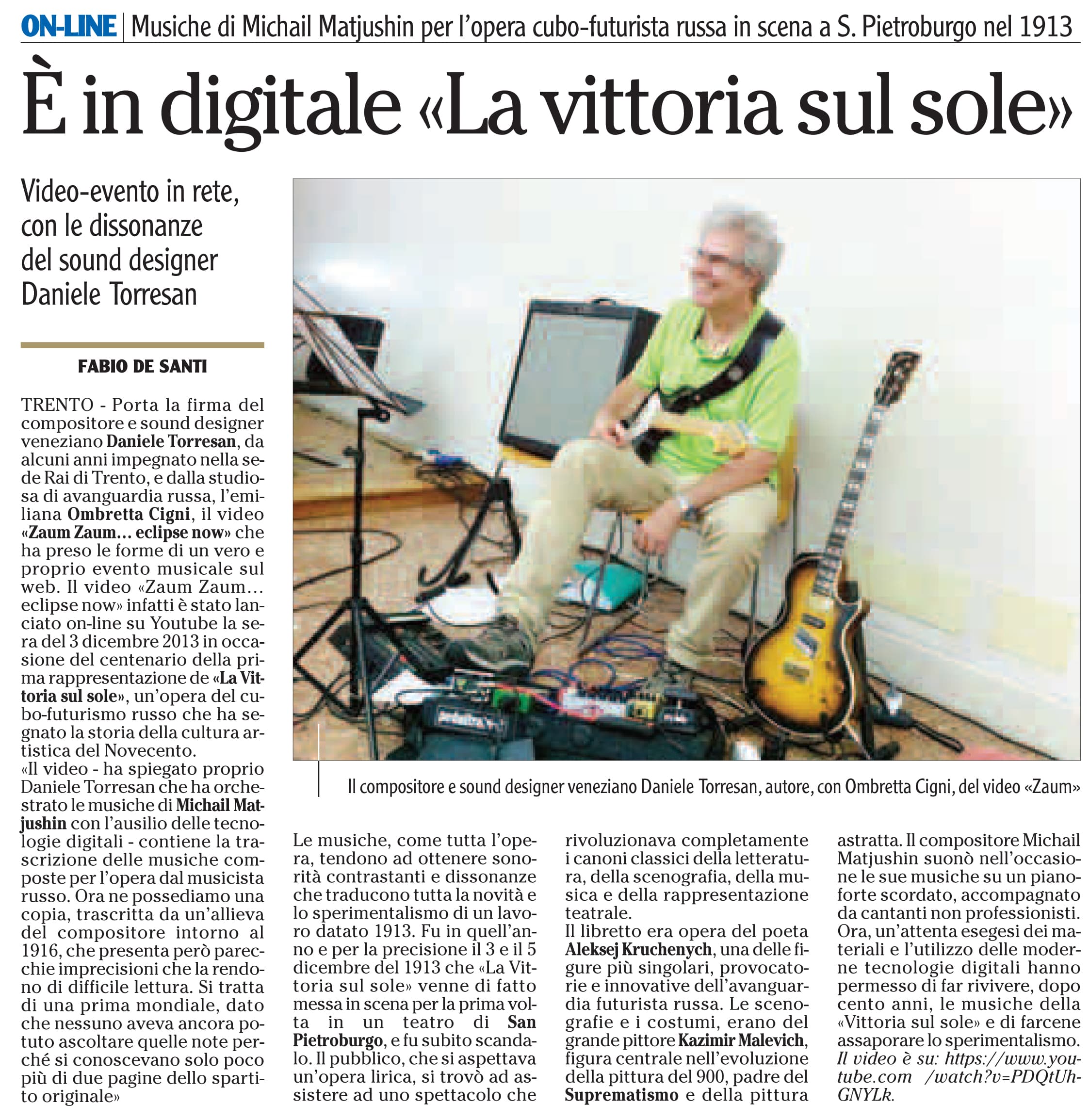 L'Adige' 20 gennaio 2014