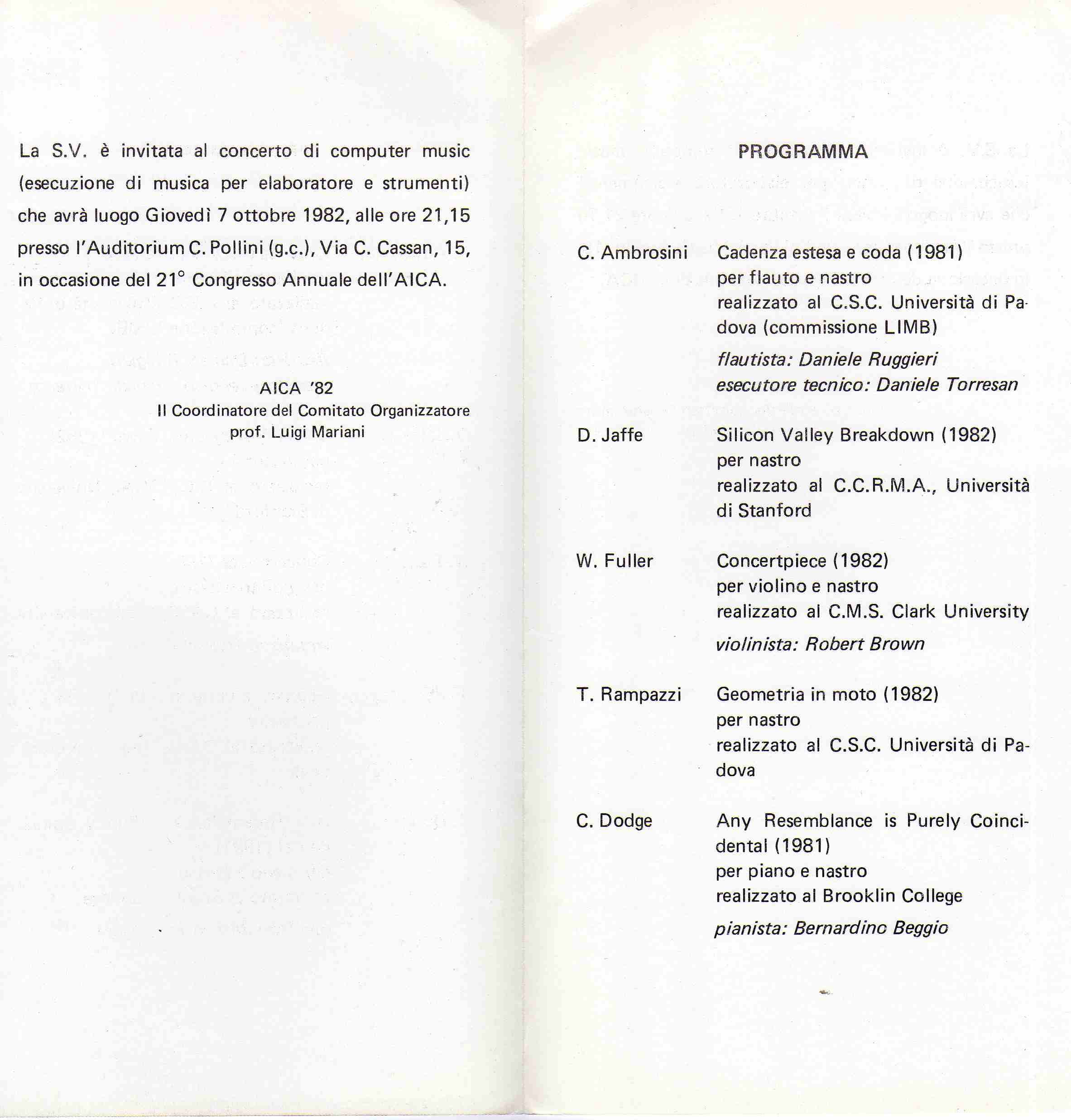 1981 BIENNALE MUSICA - COMPUTER AIDED CREATION "CADENZA ESTESA E CODA" - CLAUDIO AMBROSINI composer 4
